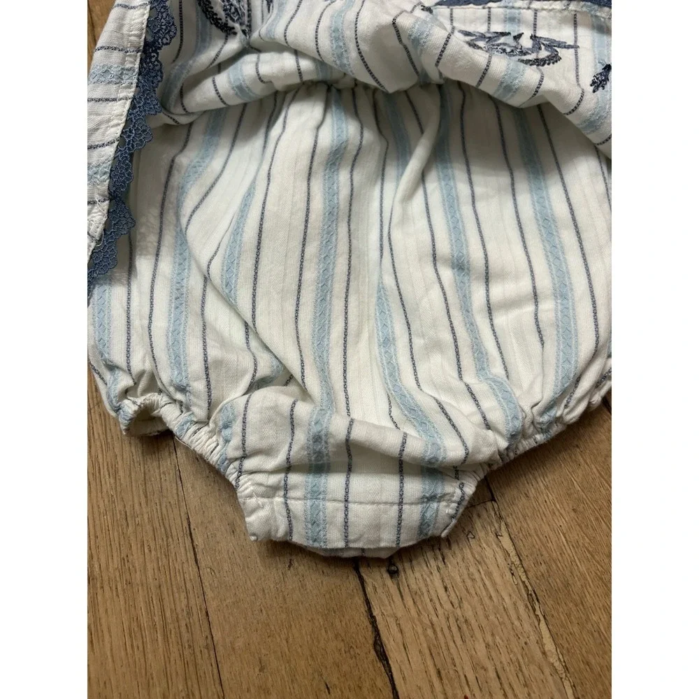 Haute Hippie Striped Floral Dress Infant Toddler 24 Month Spring Summer Blue